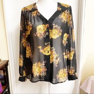 Bellatrix Flower sheer Blouse Top shirt sz S